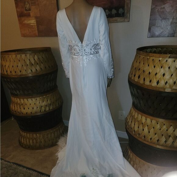 🆕️👰Romantic Bridal Wedding Mermaid Sexy Slit With V-neck, SZ 10 - Picture 12 of 16